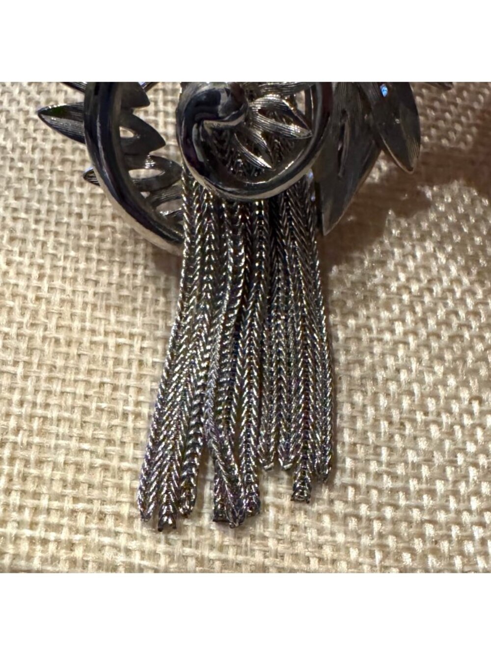 Vintage Park Lane Sunburst Fringe Tassel Brooch Silver Tone Statement Jewelry - Picture 4 of 9